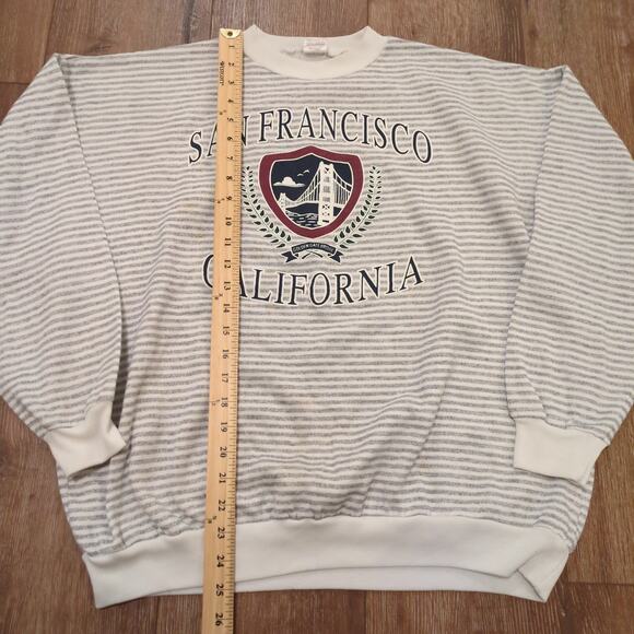 VTG San Francisco California Adult XL Sweatshirt Striped Golden State Warriors - Picture 4 of 9